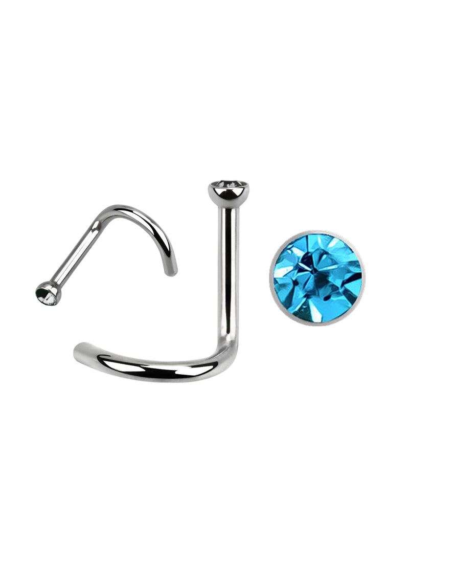 Aqua Blue Gem - 18g - Nose Twist