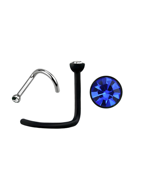 Dark Blue Gem/Black Stud - 20g - Nose Twist