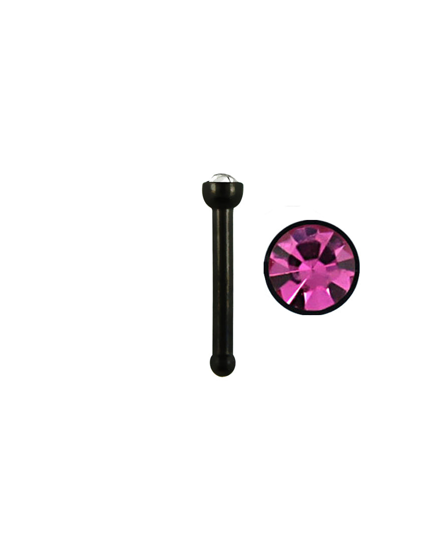 Pink Gem/Black Stud - 18g - Nose Bone